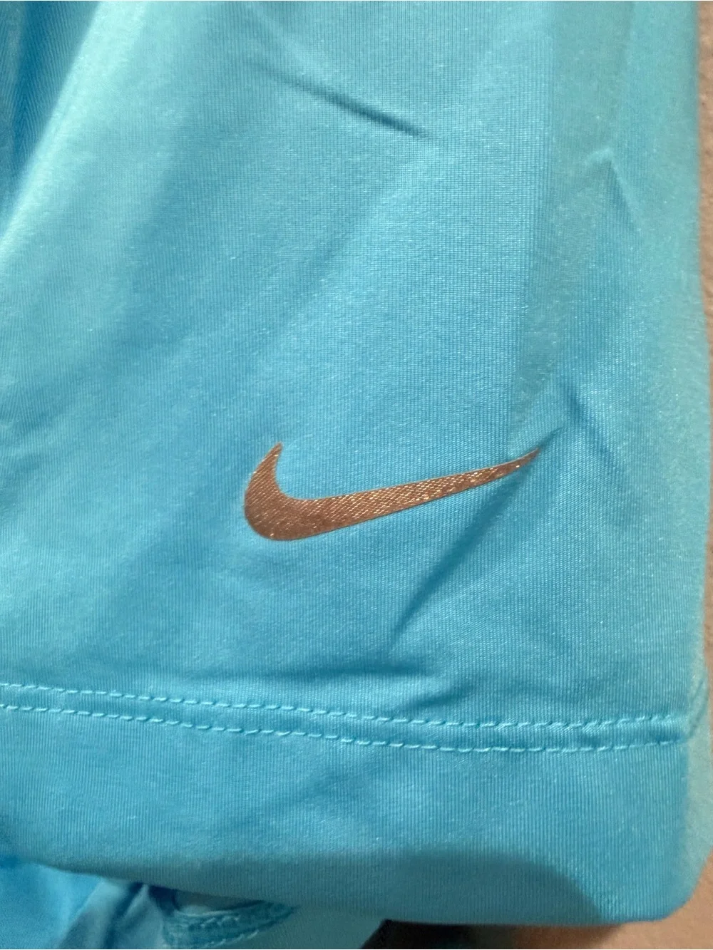Nike Golf Tour Performance Dri Fit Blue Teal White Diagonal Wave Golf Polo Vent